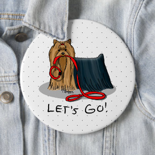 Badge Rond 15,2 Cm Allons-y ! Yorkshire Terrier (Yorkie) Chien w Leas