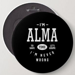 Badge Rond 15,2 Cm Alma Nom personnalisé Anniversaire