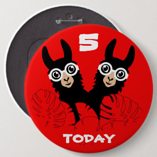 Badge Rond 15,2 Cm Alpaca llama Twins Anniversaire