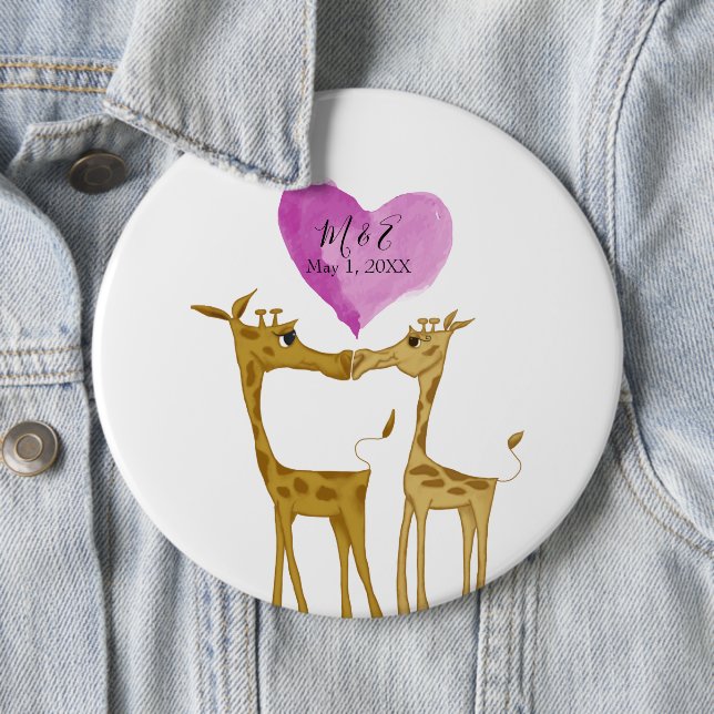 Badge Rond 15,2 Cm Amateurs de girafe adorables (En situation)