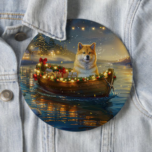 Badge Rond 15,2 Cm American Akita Christmas Festive Voyage