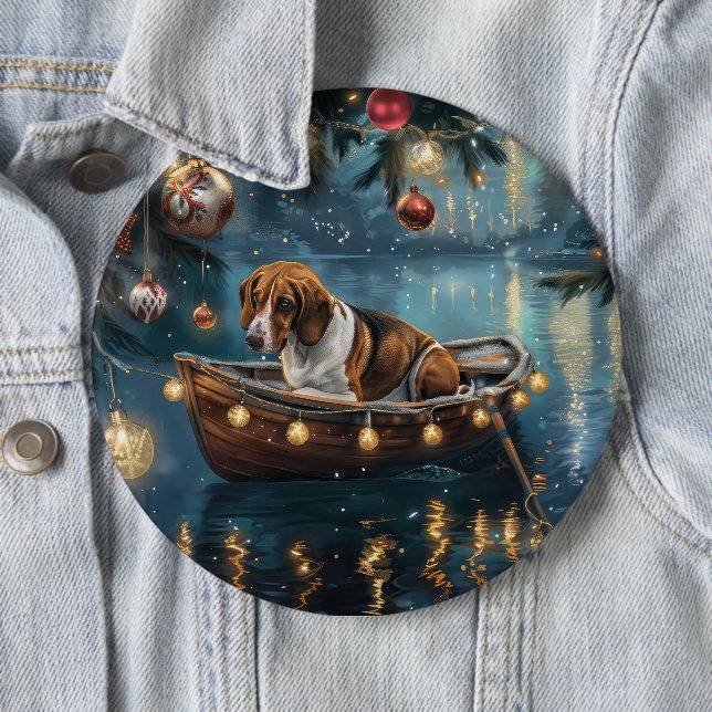 Badge Rond 15,2 Cm American English Foxhound Christmas Festive Voyage (En situation)