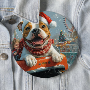 Badge Rond 15,2 Cm American Staffordshire Chien Noël