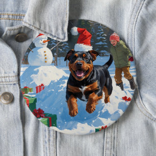 Badge Rond 15,2 Cm American Staffordshire Noël Festive Neige