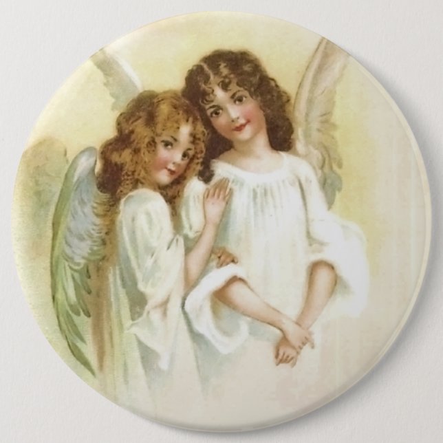 Badge Rond 15,2 Cm Ange de Noël Vintage (Devant)