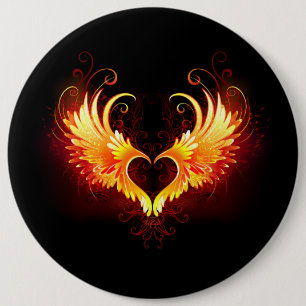 Badge Rond 15,2 Cm Angel Fire Heart with Wings