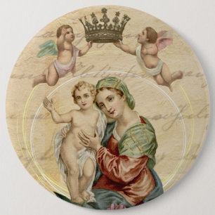 Badge Rond 15,2 Cm Anges de Mary Jésus de mère de Vierge bénis par