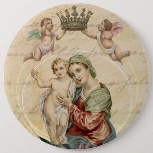 Badge Rond 15,2 Cm Anges de Mary Jésus de mère de Vierge bénis par