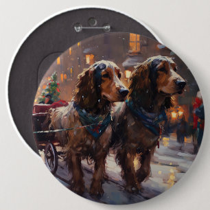 Badge Rond 15,2 Cm Anglais Cocker Spaniel Noël Festin Saison