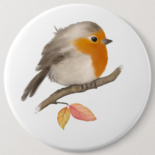 Badge Rond 15,2 Cm Anglais Robin Bird