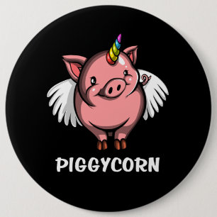 Badge Rond 15,2 Cm Animal de ferme magique de licorne de porc de