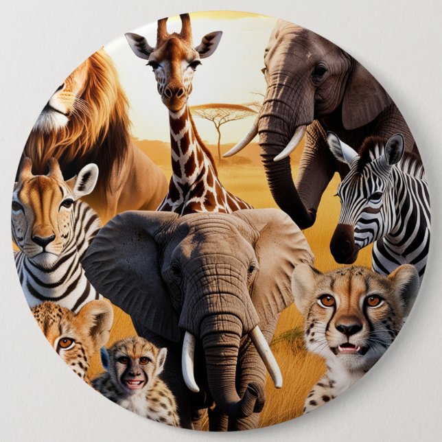 Badge Rond 15,2 Cm Animaux africains (Devant)