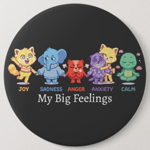 Badge Rond 15,2 Cm Animaux Mignons Kawaii Santé Mentale Émotions & Se