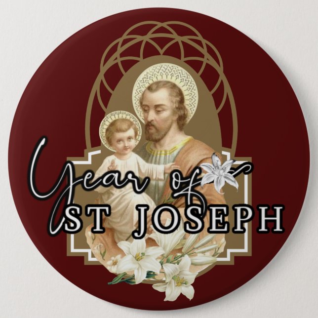 Badge Rond 15,2 Cm Année de la commémoration catholique Saint-Joseph (Devant)