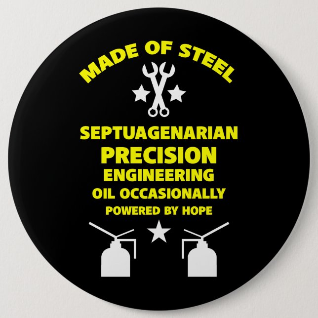 Badge Rond 15,2 Cm Anniversaire Septuagénaire (Devant)