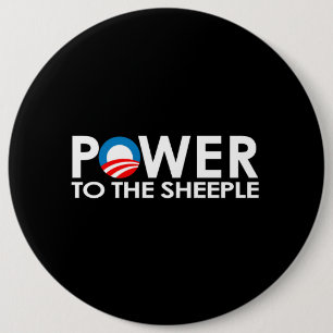 BADGE ROND 15,2 CM ANTI-OBAMA - PUISSANCE AU SHEEPLE