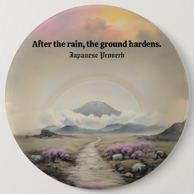 Badge Rond 15,2 Cm Après la pluie (aquarelle japonaise paysage art) (Devant)