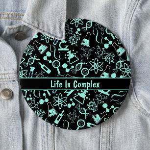 Badge Rond 15,2 Cm aqua bleu moderne biochimie vie complexe