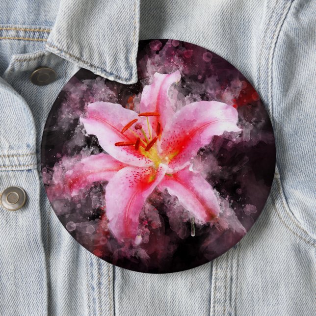 Badge Rond 15,2 Cm Aquarelle de fleur de Stargazer - bb 01 (En situation)