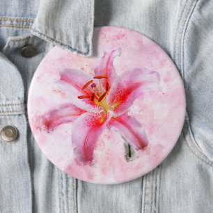Badge Rond 15,2 Cm Aquarelle de fleur de Stargazer Lily - wb 01