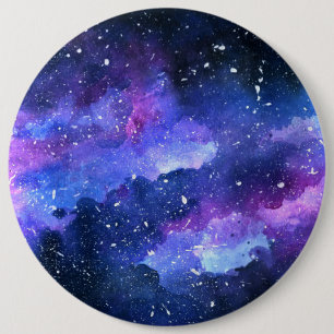 Badge Rond 15,2 Cm Aquarelle de galaxie Espace polyvalent violet