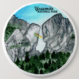 Badge Rond 15,2 Cm Aquarelle de parc national de Yosemite
