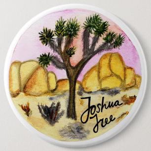 Badge Rond 15,2 Cm Aquarelle du parc national Joshua Tree
