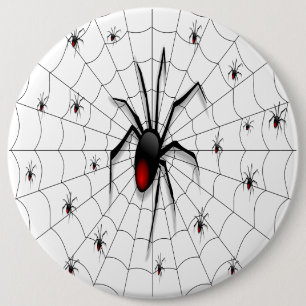 Badge Rond 15,2 Cm Araignée et bébés veuves noirs -
