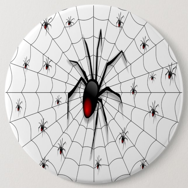 Badge Rond 15,2 Cm Araignée et bébés veuves noirs - (Devant)