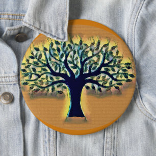 Badge Rond 15,2 Cm Arbre de vie Art Abstrait de la nature