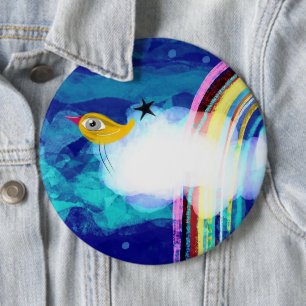 Badge Rond 15,2 Cm Arc-en-ciel d'oiseau ciel bleu