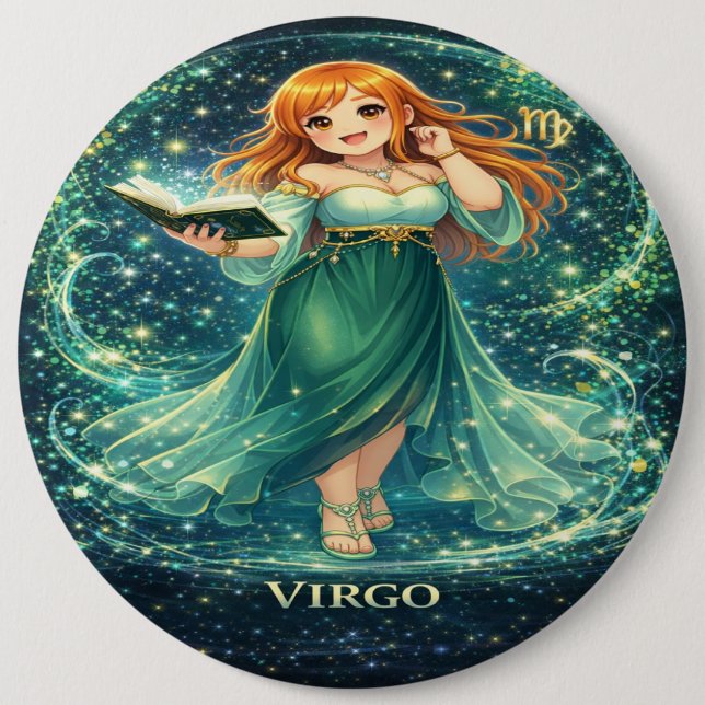 Badge Rond 15,2 Cm Archive Galaxie : Vierge Bibliothécaire Infinie (Devant)