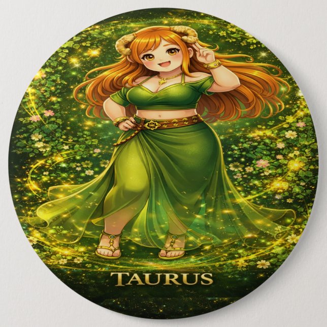 Badge Rond 15,2 Cm Archive Galaxy : Taureau Rose Dorée (Devant)