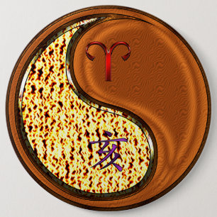 Badge Rond 15,2 Cm Aries et Bois