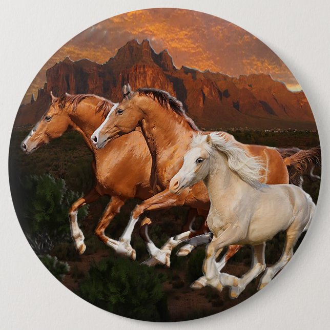 Badge Rond 15,2 Cm Arizona Chevaux sauvages (Devant)