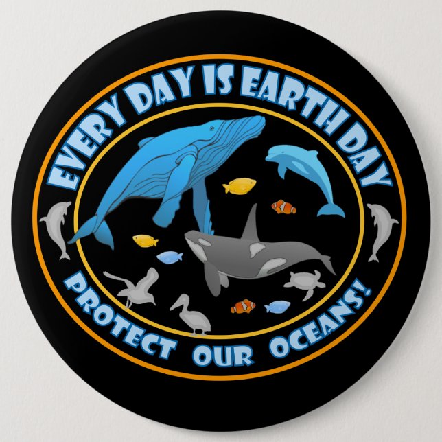 Badge Rond 15,2 Cm Arrêter la chasse aux baleines (Devant)