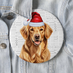 Badge Rond 15,2 Cm Arrière - plan de Père Noël Dog Woof de l'épreuve