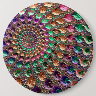Badge Rond 15,2 Cm Art fractal spirale coloré trippy groovy vibrant