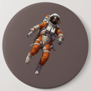 Badge Rond 15,2 Cm Astronaute en combinaison spatiale orange
