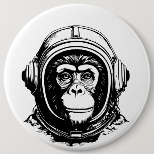 Badge Rond 15,2 Cm Astronaute Singe