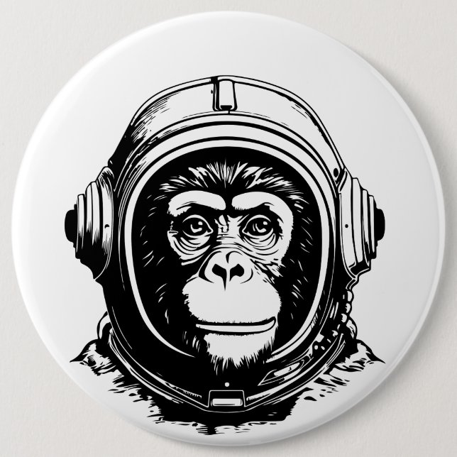 Badge Rond 15,2 Cm Astronaute Singe (Devant)