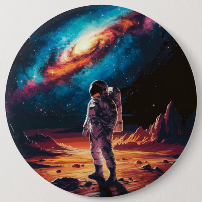 Badge Rond 15,2 Cm Astronaute sur la Planète (Devant)