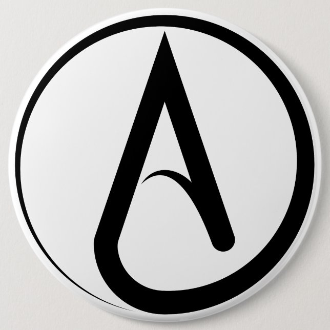 Badge Rond 15,2 Cm Atheist Symbol Black (Devant)