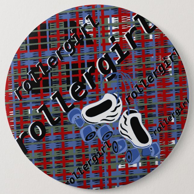 Badge Rond 15,2 Cm attaque de plaid de rollergirl (Devant)
