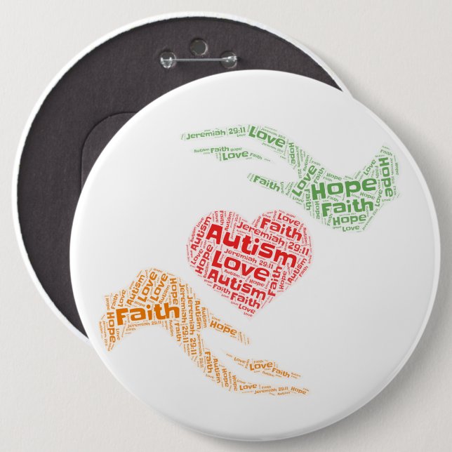 Badge Rond 15,2 Cm Autisme - Bouton rond (Devant & derrière)