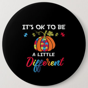 Badge Rond 15,2 Cm Autiste Citrouille Puzzle Pièce Autisme Différent
