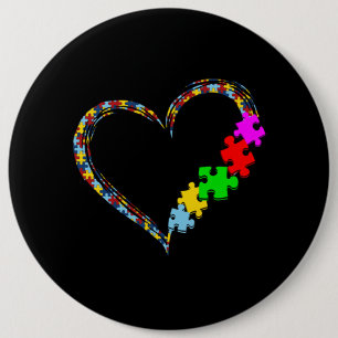 Badge Rond 15,2 Cm Autiste Pièce du puzzle du coeur de la Sensibili