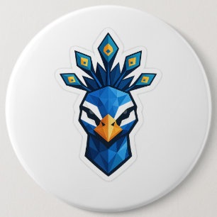 Badge Rond 15,2 Cm Autocollant Paon