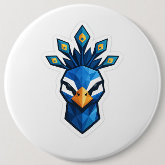 Badge Rond 15,2 Cm Autocollant Paon