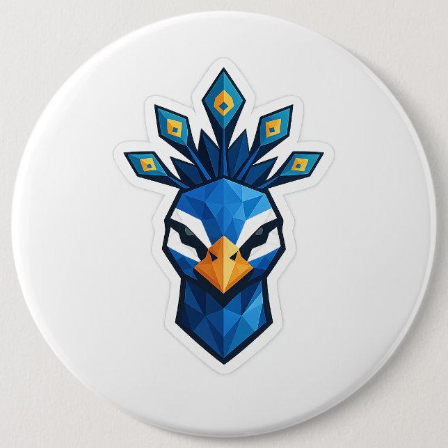 Badge Rond 15,2 Cm Autocollant Paon (Devant)